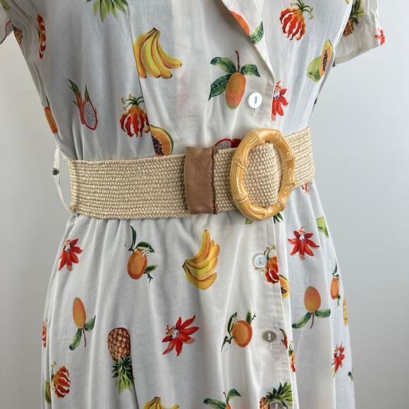 WeWoreWhat White Bella Fruit Belted Cotton-Blend Mini Dress Size S Small $295 - Picture 6 of 11